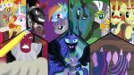 black_body black_feathers feathered_wings feathers female feral group horn male stripes tail wings jbond friendship_is_magic hasbro my_little_pony mythology discord_(mlp) flam_(mlp) flim_(mlp) king_sombra_(mlp) maud_pie_(mlp) nightmare_moon_(mlp) princess_celestia_(mlp) queen_chrysalis_(mlp) rainbow_dash_(mlp) spike_(mlp) starlight_glimmer_(mlp) tirek_(mlp) twilight_sparkle_(mlp) zecora_(mlp) arthropod changeling chimera draconequus dragon earth_pony equid equine horse mammal mythological_creature mythological_equine mythological_scalie pony scalie unicorn winged_unicorn zebra 16:9 hi_res wallpaper widescreen brother_(lore) brothers_(lore) sibling_(lore) twins_(lore)