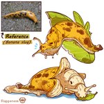 ambiguous_gender banana feral food fruit leaf open_mouth open_smile plant simple_background smile solo white_background yellow_body rappenem banana_slug elemental_creature flora_fauna food_creature gastropod living_fruit mollusk slug 1:1 absurd_res hi_res reference_image