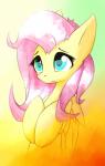 big_ears blue_eyes feathered_wings feathers female feral fur gradient_background hair hooves long_hair pink_hair shy simple_background smile solo wings yellow_body yellow_feathers yellow_fur bloody-sky-z queenbloodysky friendship_is_magic hasbro my_little_pony mythology fluttershy_(mlp) equid equine mammal mythological_creature mythological_equine pegasus absurd_res hi_res