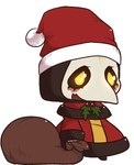 blush chibi christmas_clothing christmas_headwear clothed clothing cosplay female glistening grey_body grey_skin hat headgear headwear heart_eyes heart_symbol holidays hood mask plague_doctor santa_hat simple_background smile solo white_background yellow_eyes vetisx christmas padoru margaret_(vetisx) humanoid 2020 hi_res