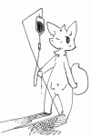 ambiguous_gender anthro intravenous medical nude solo tail 406 canid canine fox mammal 2:3 black_and_white monochrome