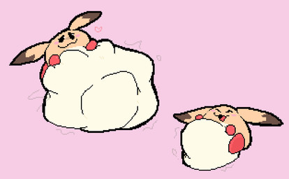 :3 abdominal_bulge ambiguous_gender ambiguous_pred anthro anthro_pred before_and_after belly belly_on_ground belly_reduction big_belly biped black_eyes bloated blush blush_stickers cheek_spots closed_smile countershade_belly countershading digestion dipstick_ears ear_markings feet fully_inside hand_on_belly hand_on_own_belly happy heart_reaction heart_symbol huge_belly hyper hyper_belly markings monotone_background monotone_belly motion_lines mouth_closed multicolored_ears narrowed_eyes open_:3 open_mouth open_smile pink_arms pink_background pink_cheeks pink_feet rumbling_stomach satisfied short_arms short_legs side_view simple_background size_difference smaller_ambiguous smaller_pred smile smiling_eyes soft_vore solo three-quarter_view unseen_prey vore white_belly meatcanister bomberman konami charabom pommy waddling_head 2026 digital_media_(artwork) english_description full-length_portrait pixel_(artwork) portrait male_(lore)