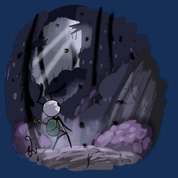 ambiguous_gender antennae_(anatomy) anthro bag biped black_body black_eyes detailed_background empty_eyes outside solo standing weapon jakobsdumpsterfyre hollow_knight:_silksong hollow_knight_(franchise) team_cherry seth_(hollow_knight:_silksong) arthropod 1:1 2026 alpha_channel hi_res male_(lore)