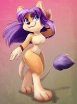 :3 anthro blue_eyes breasts dingbat featureless_breasts felid female hair lion mammal middle_part nude pantherine purple_hair smile solo tail tail_tuft tuft