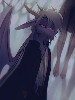 anthro blood blood_on_face blood_on_shirt bodily_fluids bottomwear cigarette cigarette_in_mouth clothing corpse death duo feet fingers footwear forest fur hair half-closed_eyes jacket looking_at_viewer male membrane_(anatomy) membranous_wings narrowed_eyes nature object_in_mouth outside plant shirt simple_background smoke smoking toes topwear tree wings frostbite80 mythology zerrin_(frostbite80) dragon mammal mythological_creature mythological_scalie scalie 3:4 absurd_res digital_media_(artwork) hi_res