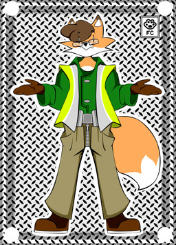 anthro eyewear feet fox_tail glasses male metal nerd relaxing solo text worker working_hard fiwzycat! fan_character canid canine fox mammal absurd_res english_text hi_res