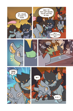 ambiguous_gender biped black_body black_fur blue_body blue_fur chest_tuft cloud dialogue digitigrade feral fur green_body green_fur group head_tuft inner_ear_fluff jewelry lip_scar looking_at_another necklace open_mouth open_smile outside pink_eyes quadruped rug silhouette sky smile speech_bubble talking_to_another text tuft yellow_body yellow_eyes yellow_fur wooled nintendo pokemon pokemon_mystery_dungeon spike_chunsoft amadeus_(wooled) malachi_(wooled) xavier_(wooled) blitzle electrike generation_1_pokemon generation_3_pokemon generation_4_pokemon generation_5_pokemon luxio manectric pikachu pokemon_(species) shinx comic english_text hi_res