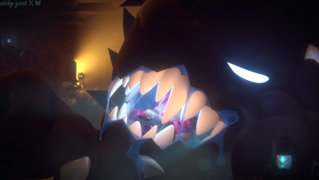 anthro bodily_fluids drooling dungeon duo male open_mouth saliva saliva_string tongue_coil unwilling_prey vore nicky_goat_(artist) itsguusy_(modeler) nicky_goat mawlamute_(itsguusy) wickerbeast 16:9 3d_(artwork) 4k absurd_res blender_(artwork) digital_media_(artwork) hi_res widescreen