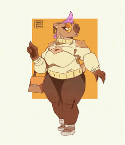 4_fingers amber_eyes anthro big_breasts big_nose bottomwear breasts brown_body brown_clothing brown_fur cleavage cleavage_cutout clothed clothing cutout ear_piercing ear_ring exposed_shoulder eyelashes eyeliner female fingers footwear fur furrowed_eyebrows hair half-closed_eyes holding_purse inner_ear_fluff keyhole_turtleneck makeup narrowed_eyes open_mouth pants piercing purple_hair purse ring_piercing scut_tail shoes short_tail slightly_chubby slightly_chubby_anthro slightly_chubby_female sneakers solo sweater tail tan_clothing thick_thighs topwear tuft turtleneck wide_hips arm0da capybara caviid mammal rodent 2025 dated hi_res watermark