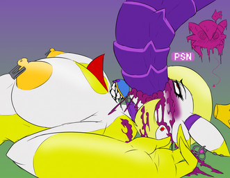 anthro bodily_fluids collar colored_cum crown cum cum_in_mouth cum_inside cum_on_face duo ear_piercing ear_ring female floating_crown genital_fluids genitals headgear irrumatio male male/female oral penile penis_in_mouth piercing poisoned purple_cum ring_piercing segmented_penis sex status_effect unusual_anatomy unusual_bodily_fluids unusual_cum unusual_genital_fluids unusual_genitalia nevan_nedall_(colorist) thelionfish nintendo pokemon ambiguous_species gardevoir generation_3_pokemon pokemon_(species) hi_res