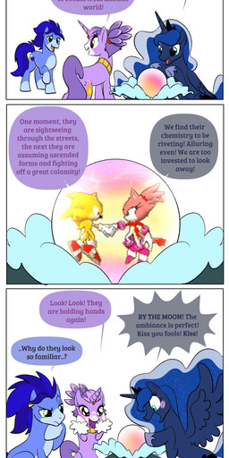 after_transformation alternate_universe anthro blush border crown duo female feral hand_holding headgear hero horn male male/female princess romantic romantic_couple royalty smile speech_bubble super_transformation text tiara white_border wings yelling firerabbit friendship_is_magic hasbro my_little_pony mythology sega sonic_the_hedgehog_(series) blaze_the_cat burning_blaze princess_luna_(mlp) sonic_the_hedgehog super_sonic domestic_cat equid equine eulipotyphlan felid feline felis hedgehog horse mammal mythological_creature mythological_equine pony unicorn winged_unicorn absurd_res comic crossover english_text hi_res