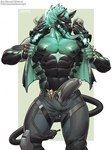 abs anthro big_pecs bodily_fluids bone bottomwear bulge claws clothed clothing detailed_bulge erection fangs genital_fluids genital_outline glowing glowing_eyes green_body green_eyes long_tongue male muscular muscular_anthro muscular_male navel nipples open_clothing open_mouth open_shirt open_topwear pants pecs penis_outline precum precum_through_clothing precum_through_underwear saliva saliva_on_tongue sharp_teeth shirt simple_background skull skull_head solo tail teeth tenting tongue tongue_out topwear underwear wet wet_clothing amon-sydonai epic_games fortnite mythology cerberus_(fortnite) canid canid_demon canine canis demon hellhound mammal mythological_canine mythological_creature digital_media_(artwork) hi_res