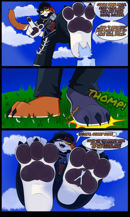 anthro claws crush extreme_size_difference feet female foot_crush foot_fetish footprint macro pawpads pawprint paws size_difference solo stomping text toe_claws wildbeat epic_games fortnite meow_skulls 3:5 absurd_res comic english_text hi_res