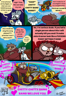 anthro blush blush_lines brown_body brown_clothing brown_fur brown_hoodie brown_topwear buckteeth cellphone clock clothed clothed_anthro clothed_male clothing death_threat dialogue duo electronics fully_clothed fully_clothed_anthro fully_clothed_male fur grey_body grey_fur holding_cellphone holding_object holding_phone holding_smartphone holy_cross hoodie male mormon musical_note musical_symbol obese obese_anthro obese_male outside overweight overweight_anthro overweight_male phone profanity red_clothing red_hoodie red_topwear shirt singing smartphone speech_bubble symbol teeth text threatening topwear watch whiskers white_clothing white_shirt white_topwear wristwatch happyroadkill chitty_chitty_bang_bang isaiah_the_mormon_mouse orin_owl avian bird mammal mouse murid murine owl rodent 2026 comic english_text hi_res multiple_scenes