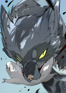 ambiguous_gender bite biting_another black_body black_fur blood blue_background bodily_fluids claws duo feral fur grey_body grey_fur looking_at_viewer monotone_body motion_lines multicolored_body multicolored_fur simple_background two_tone_body two_tone_fur white_body yellow_eyes chiayeeee felid feline mammal murid murine rat rodent 2025 digital_drawing_(artwork) digital_media_(artwork) hi_res signature