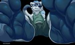 anthro black_background blue_body blue_fur bottomwear clothing feet first_person_view foot_fetish foot_focus fur hindpaw looking_at_viewer male pawpads paws shirt shorts simple_background solo tank_top topwear white_body white_fur kaomoroart herpestid mammal meerkat 2024 hi_res