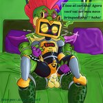 anal anal_penetration anthro bedroom bodily_fluids cum cum_in_ass cum_inside duo genital_fluids genitals green_body machine male male/male male_penetrated male_penetrating male_penetrating_male penetration sex text yellow_body yellow_genitals acqua_lizard five_nights_at_freddy's five_nights_at_freddy's:_security_breach scottgames steel_wool_studios montgomery_gator wet_floor_bot_(fnaf) crocodile crocodilian reptile robot scalie 1:1 hi_res portuguese_text translated