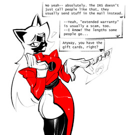 anthro dialogue female hair long_hair machine phone_call solo text the-hydroxian beth_(the-hydroxian) android digital_creature robot 2023 absurd_res colored digital_drawing_(artwork) digital_media_(artwork) english_text hi_res restricted_palette