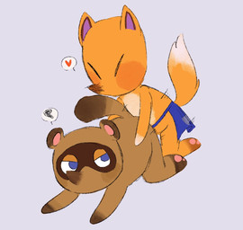 anthro apron blue_apron blue_clothing blue_eyes blush chibi clothing duo heart_symbol male male/male simple_background slightly_chubby meljellow animal_crossing nintendo crazy_redd tom_nook_(animal_crossing) canid canine fox mammal raccoon_dog tanuki 2020 hi_res