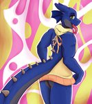 anthro butt clothing long_tongue looking_at_viewer male psychedelic solo sweater tail teasing tongue topwear virgin_killer_sweater dengus-pengus meme_clothing mythology dragon mythological_creature mythological_scalie scalie hi_res meme