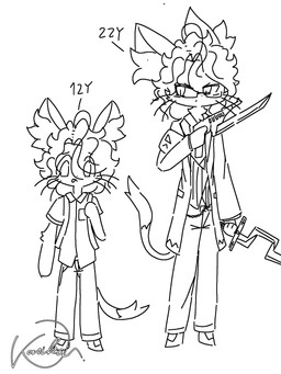 adolescent age_difference aged_up anthro backpack bottomwear clothed clothing duo eyewear featureless_hands footwear fully_clothed glasses gun holding_gun holding_melee_weapon holding_object holding_ranged_weapon holding_sword holding_weapon kasika kemono looking_at_viewer male male_anthro melee_weapon narrowed_eyes pants ranged_weapon shirt shoes standing suit sword t-shirt topwear weapon wearing_glasses young young_anthro young_male kat_(xammyxx) domestic_cat felid feline felis mammal 3:4 black_and_white hi_res monochrome signature sketch watermark