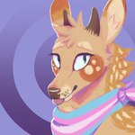 ambiguous_gender antlers blep blue_eyes brown_antlers brown_body brown_fur brown_nose eyebrows eyelashes feral fur head_tuft horn inner_ear_fluff lgbt_pride pink_tongue pride_color_neckerchief pride_colors simple_background snout solo tan_body tan_eyebrows tan_fur tan_inner_ear tan_inner_ear_fluff tongue tongue_out transgender_pride_colors tuft whisker_spots jaspering mika_(zenliss) cervine deer fallow_deer hybrid mammal new_world_deer white-tailed_deer 1:1 2019 bust_portrait digital_media_(artwork) digital_painting_(artwork) icon portrait shaded nonbinary_(lore) trans_(lore) trans_woman_(lore)