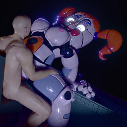 anthro bald belly blue_eyes breasts clown clown_makeup clown_nose duo female genitals hair hand_on_legs hand_on_thighs leaning leaning_backward lipstick machine makeup male male/female nipples on_model penetration penis pigtails red_hair sitting size_difference vaginal vaginal_penetration white_body wynn2_blender_(modeler) nulrez five_nights_at_freddy's scottgames sister_location circus_baby_(fnaf) animatronic human mammal robot 1:1 3d_(artwork) 3d_animation animated blender_(artwork) blender_eevee_(artwork) digital_media_(artwork) hi_res high_framerate no_sound short_playtime webm