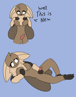 balls breast_fondling breast_play breasts dialogue fondling genitals gynomorph hand_on_breast intersex masturbation nipples non-mammal_breasts penile penile_masturbation penis simple_background solo text otterjunk ezra_(otterjunk) arthropod insect lepidopteran moth 2018 absurd_res comic english_text hi_res