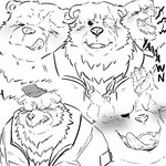 anthro blush facial_scar headpat licking licking_lips male missing_eye open_mouth scar suggestive_look tongue yawn samonaa2 mihoyo zenless_zone_zero ben_bigger bear mammal 1:1 hi_res monochrome multiple_images sketch