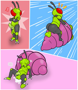 2_fingers 2_toes after_anal after_sex angry animal_genitalia animal_penis antennae_(anatomy) anthro backsack balls big_butt black_limbs bodily_fluids butt butt_shot claws colored_cum compound_eyes cross-popping_vein crossed_arms cum cum_in_ass cum_inflated_belly cum_inflation cum_inside erection eyes_closed feet fingers flying genital_fluids genitals glaring_at_viewer green_balls green_body green_cum green_penis heart_symbol inflation leaning_on_object looking_at_viewer looking_back looking_back_at_viewer male mandibles monotone_background multiple_poses nude penis pink_body pose red_eyes riding_on_back simple_background solo spread_legs spreading surprised sweat tired toes unusual_bodily_fluids unusual_cum unusual_genital_fluids anoelotl instant_loss_2koma marvel marvel_cosmic_invasion alien animal_humanoid arthropod arthropod_humanoid hoppsak_(marvel) humanoid insect insect_humanoid larva comic digital_media_(artwork) hi_res shaded