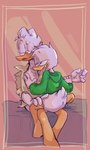 adult_on_young age_difference ambiguous_gender anthro clothed clothing duo male male/male on_lap open_clothing open_shirt open_topwear power_bottom provocative questionable_consent seductive shirt sitting_on_lap topwear young young_ambiguous young_anthro timeddiglett disney ducktales ducktales_(2017) gladstone_gander louie_duck anatid anseriform avian bird duck 3:5 hi_res incest_(lore) nephew_(lore) uncle_(lore) uncle_and_nephew_(lore)