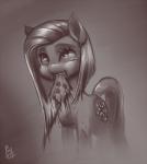 2013 blood bodily_fluids body_modification clenched_teeth cutie_mark earth_pony equid equine female feral friendship_is_magic graft hasbro horse mammal monochrome mouth_hold my_little_pony phurie pinkamena_(mlp) pinkie_pie_(mlp) pony sepia signature smile solo standing tears teeth