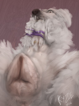 anatomically_correct anatomically_correct_genitalia anatomically_correct_vulva animal_genitalia animal_vulva arms_tied bound breasts canine_genitalia canine_vulva close-up female feral fur genital_close-up genitals ring_(jewelry) simple_background solo vulva white_body white_fur el_kyze canid canine canis domestic_dog mammal 3:4 hi_res