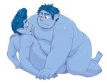 belly blue_body blush duo humanoid_hands humanoid_on_humanoid male male/male not_furry overweight overweight_male simple_background white_background iwano disney onward_(2020) pixar barley_lightfoot ian_lightfoot elf humanoid brother_(lore) brothers_(lore) incest_(lore) sibling_(lore)