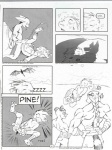 anthro bat bodily_fluids bound comic cum demon_hunter dialogue dominant dominant_male english_text erection eulipotyphlan fel genital_fluids genitals greyscale group hedgehog hi_res male male/male mammal monochrome penis profanity submissive submissive_male text traditional_media_(artwork)