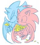 anthro bouquet clothing duo feathered_wings feathers flower gloves halo handwear holding_object male membrane_(anatomy) membranous_wings plant simple_background white_background wings sikai sega sonic_the_hedgehog_(series) shadow_the_hedgehog sonic_the_hedgehog angel eulipotyphlan hedgehog mammal