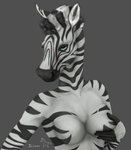 anthro black_fingers breast_grab breasts featureless_breasts female fondling fur hair hand_on_breast inner_ear_fluff iroquois nude pose self_fondle simple_background solo striped_body stripes tuft white_body zebrov equid equine mammal zebra hi_res