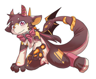 2_horns 3_toes 4_fingers accessory anthro big_tail black_wings blush brown_body chest_tuft collar eyebrows facial_tuft feet fingers furgonomics horn kemono kneeling looking_at_viewer male markings multicolored_body multicolored_horn multicolored_wings offering_hand offering_hand_to_viewer orange_pawpads orange_wings pawpads paws reaching_towards_viewer red_collar red_eyes red_horn red_markings slight_blush solo tail tail_accessory thick_thighs toes tuft white_body white_eyes wings yellow_horn yellow_markings young young_anthro young_male riunamo mythology lodel dragon mythological_creature mythological_scalie scalie 2020 hi_res