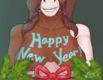 2017 absurd_res anthro big_breasts breasts bridle digital_media_(artwork) equid equine female fur hair halter hi_res holidays horse huge_breasts mammal multicolored_hair nery_(reaper3d) new_year nude reaper3d shaded simple_background smile solo