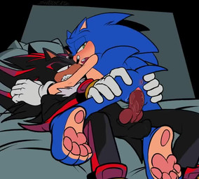 5_fingers andromorph andromorph/male andromorph_penetrated anthro anus balls balls_deep bed black_body black_fur black_nose blue_body blue_fur blush bodily_fluids chest_tuft clenched_teeth clothing cum cum_from_vagina cum_in_vagina cum_inside duo erection eyes_closed feet fingers fur furniture genital_fluids genitals gloves green_eyes hand_on_butt handwear heart_eyes heart_pupils heart_symbol inside intersex intersex/male intersex_penetrated knot knotted_penis knotting lying male male_penetrating male_penetrating_andromorph male_penetrating_intersex on_back on_bed open_mouth pawpads penetration penile penile_penetration penis penis_in_vagina pillow red_body red_eyes red_fur sex teeth tuft vaginal vaginal_fluids vaginal_knotting vaginal_penetration white_clothing white_gloves white_handwear shaddycatz sega sonic_the_hedgehog_(series) shadow_the_hedgehog sonic_the_hedgehog eulipotyphlan hedgehog mammal 2025 2d_animation animated digital_drawing_(artwork) digital_media_(artwork) flat_colors frame_by_frame high_framerate no_sound short_playtime video
