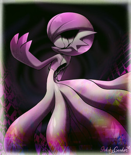 ambiguous_gender beckoning black_eyes black_liquid bodily_fluids crying gesture horror_(theme) light_gore solo tears sketchygarden nintendo pokemon gardevoir generation_3_pokemon humanoid pokemon_(species) hi_res