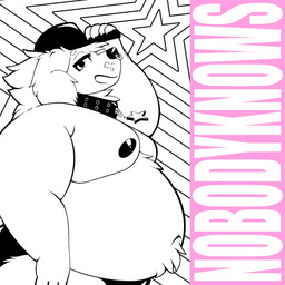anthro areola baseball_cap belly belly_tuft big_belly biped clothing collar ear_tuft eyelashes facial_piercing fat_arms floppy_ears hair hat headgear headwear leg_tuft male moobs navel neck_tuft nipples nose_piercing nose_ring open_mouth overweight overweight_anthro overweight_male piercing ring_piercing side_view snout solo star text tuft underwear hotpinkwolf can_of_bliss canid canine canis domestic_dog mammal 1:1 2025 absurd_res english_text half-length_portrait hi_res portrait