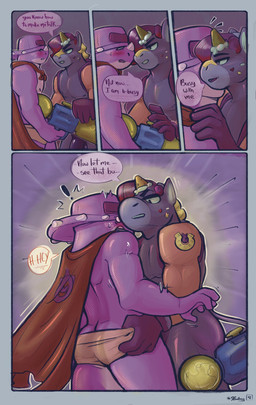 anthro butt butt_grab duo flirting hand_on_butt horn male male/male text undressing_another rfantasy_art brawl_stars mythology supercell_(company) berry_(brawl_stars) pierce_(brawl_stars) ceratopsian ceratopsid chasmosaurine dinosaur equid equine horse humanoid mammal marginocephalian mythological_creature mythological_equine ornithischian prehistoric_species reptile scalie triceratops unicorn comic english_text hi_res