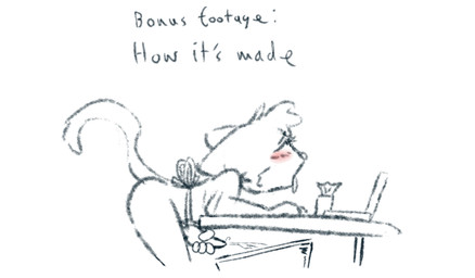 anthro apron apron_only bench bent_over bent_over_table blush bodily_fluids bucket clothing computer container cum ejaculation electronics feminine genital_fluids genitals laptop looking_pleasured looking_up male masturbation penis solo stroking_penis tissue tissue_box tongue tongue_out wizzet felid feline mammal absurd_res hi_res sketch