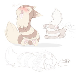 ambiguous_gender anus anus_only blush brown_body brown_fur butt dialogue feet feral fur hindpaw open_mouth pawpads paws simple_background sitting solo tan_body tan_fur teeth text tongue tongue_out white_background x_anus backsash nintendo pokemon furret generation_2_pokemon mammal pokemon_(species) 1:1 2016 absurd_res digital_media_(artwork) english_text hi_res sketch
