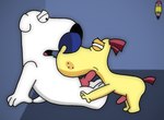 anthro aroused duo fellatio looking_pleasured male male/male nude oral penile sex sherrymedia corneil_and_bernie family_guy brian_griffin corneil canid canine canis domestic_dog mammal