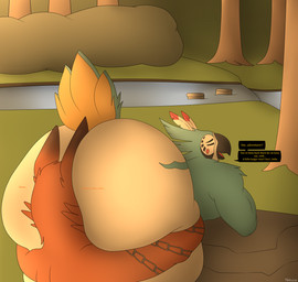 anal anthro big_butt butt dialogue duo eyes_closed forest male male/male muscular muscular_anthro muscular_male oral plant rear_view rimming sex simple_background tattoo text thick_thighs tree wide_hips photolol.03 breath_of_the_wild nintendo the_legend_of_zelda kass_(tloz) avian bird english_text hi_res