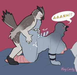 ahegao all_fours anthro bed big_breasts black_outline blush body_swap breasts butt butt_grab butt_slap crossgender curvy_figure dialogue duo eyewear feathers feet female furniture glasses hand_on_butt looking_pleasured male male/female moan nipples nude nude_anthro nude_female nude_male on_bed outline overweight overweight_anthro overweight_female penetration sex simple_background slap slightly_chubby slightly_chubby_anthro slightly_chubby_female smile speech_bubble tail vaginal vaginal_penetration voluptuous wearing_glasses wide_hips maybilecandy angie_baker jericho_russo avian bird columbid owl pigeon 2023 comic digital_media_(artwork) hi_res signature