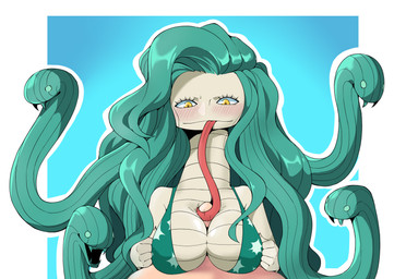 apode big_breasts bikini blush breast_play breasts clothing duo female female_focus genitals green_hair hair legless living_hair long_hair long_tongue male non-mammal_breasts penis pseudo_hair serpentine sex simple_background snake_hair split_form swimwear titfuck tongue tongue_out two-piece_swimsuit yellow_eyes woogleboy one_piece boa_sandersonia anaconda animal_humanoid boa_(snake) boinae draconcopode human humanoid lamia mammal reptile reptile_humanoid scalie scalie_humanoid snake snake_humanoid 2020 hi_res