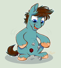 blue_eyes brown_hair d20 d6 dice drop_shadow feet feral freckled_face freckles fur green_background hair hooves looking_down male male_feral mane motion_lines open_mouth open_smile outline quadruped semi-anthro short_hair simple_background smile solo tail tan_hooves teal_body teal_fur tongue white_outline graystripe64 hasbro my_little_pony crunch_(vyuun) fan_character earth_pony equid equine horse mammal pony 2013 cel_shading dated digital_drawing_(artwork) digital_media_(artwork) hi_res shaded signature